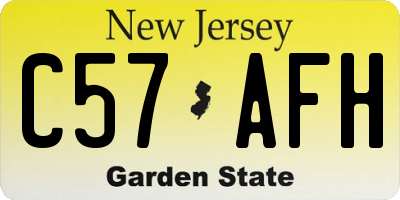 NJ license plate C57AFH