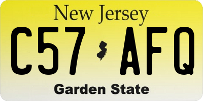NJ license plate C57AFQ
