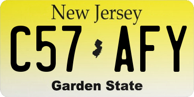 NJ license plate C57AFY
