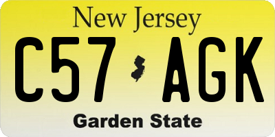 NJ license plate C57AGK