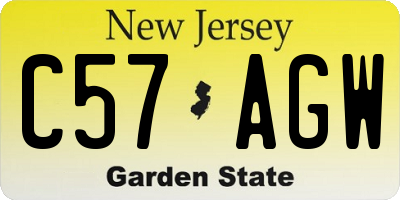 NJ license plate C57AGW