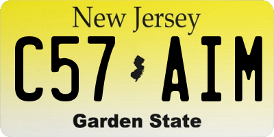 NJ license plate C57AIM
