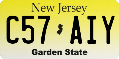 NJ license plate C57AIY