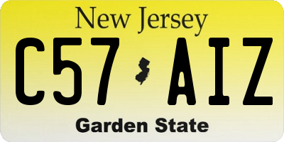 NJ license plate C57AIZ