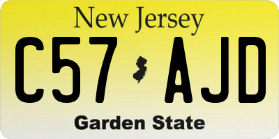 NJ license plate C57AJD