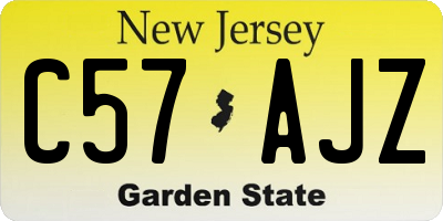 NJ license plate C57AJZ