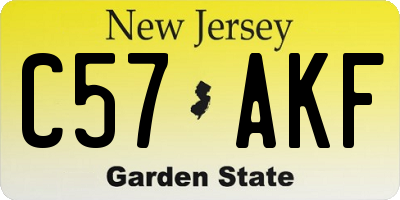 NJ license plate C57AKF