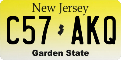 NJ license plate C57AKQ