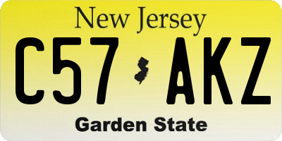NJ license plate C57AKZ