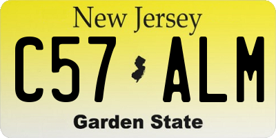 NJ license plate C57ALM