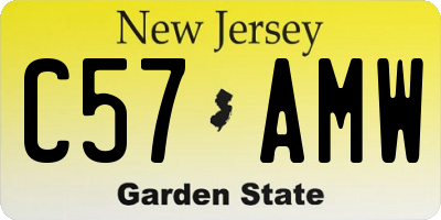 NJ license plate C57AMW