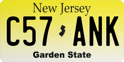 NJ license plate C57ANK