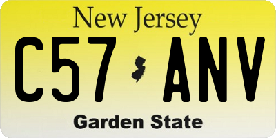 NJ license plate C57ANV
