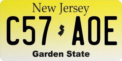 NJ license plate C57AOE