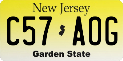 NJ license plate C57AOG