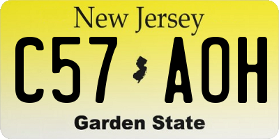 NJ license plate C57AOH