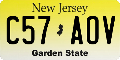 NJ license plate C57AOV