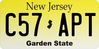 NJ license plate C57APT