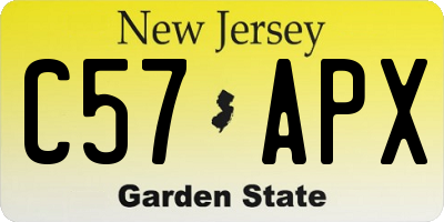 NJ license plate C57APX