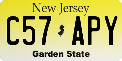 NJ license plate C57APY