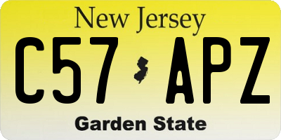 NJ license plate C57APZ