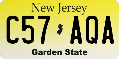 NJ license plate C57AQA