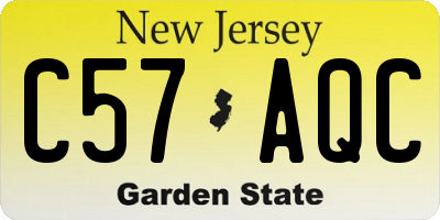 NJ license plate C57AQC