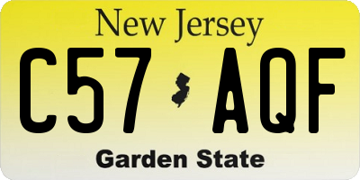 NJ license plate C57AQF