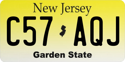 NJ license plate C57AQJ