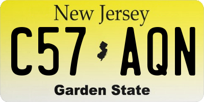 NJ license plate C57AQN