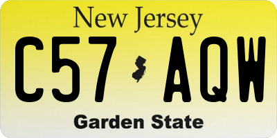 NJ license plate C57AQW