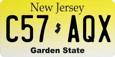 NJ license plate C57AQX