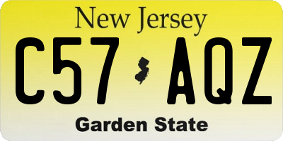 NJ license plate C57AQZ
