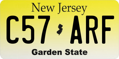 NJ license plate C57ARF