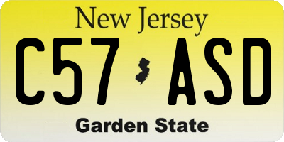 NJ license plate C57ASD