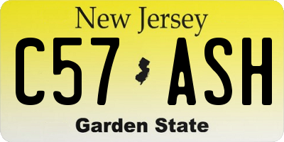NJ license plate C57ASH