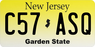 NJ license plate C57ASQ