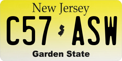 NJ license plate C57ASW