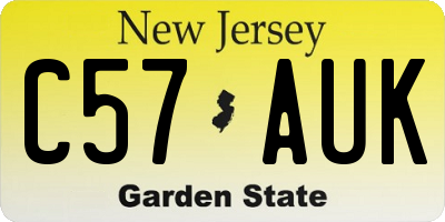 NJ license plate C57AUK