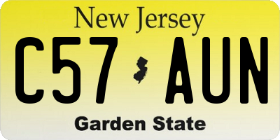 NJ license plate C57AUN