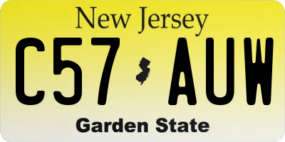 NJ license plate C57AUW