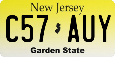 NJ license plate C57AUY