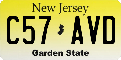 NJ license plate C57AVD