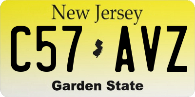 NJ license plate C57AVZ