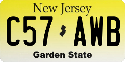 NJ license plate C57AWB