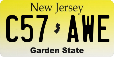 NJ license plate C57AWE