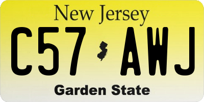 NJ license plate C57AWJ