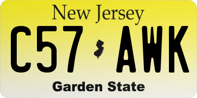 NJ license plate C57AWK