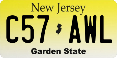 NJ license plate C57AWL