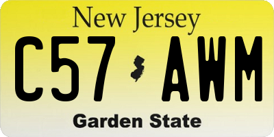 NJ license plate C57AWM